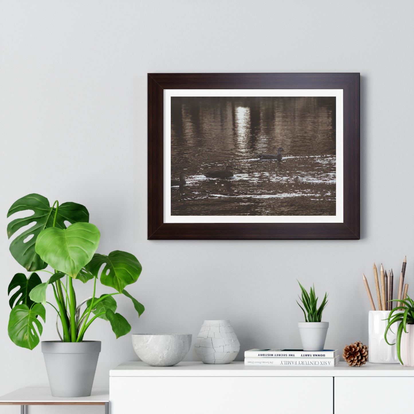 Ducks in a Pond - Framed Horizontal Poster