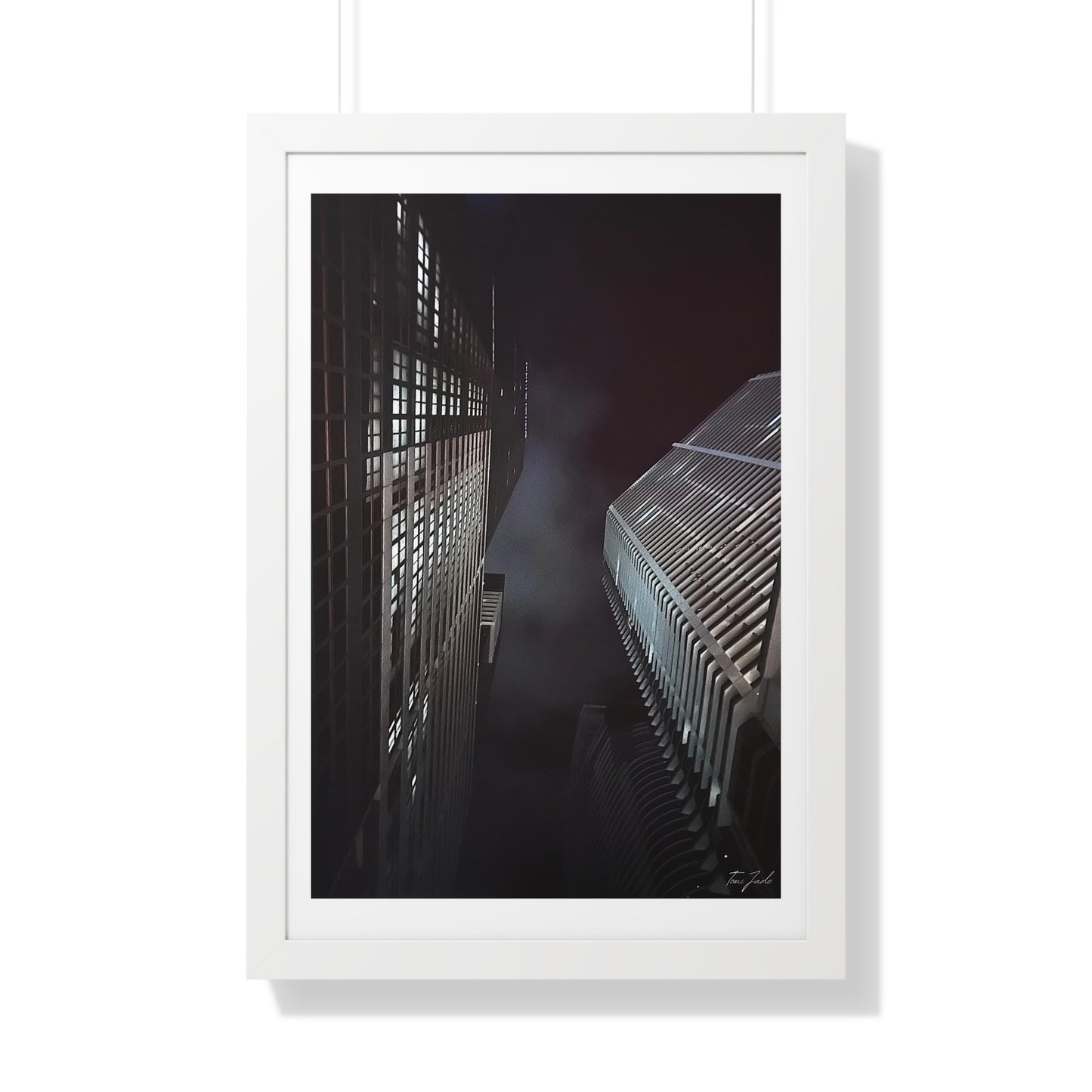 City Night Skies - Framed Vertical Poster