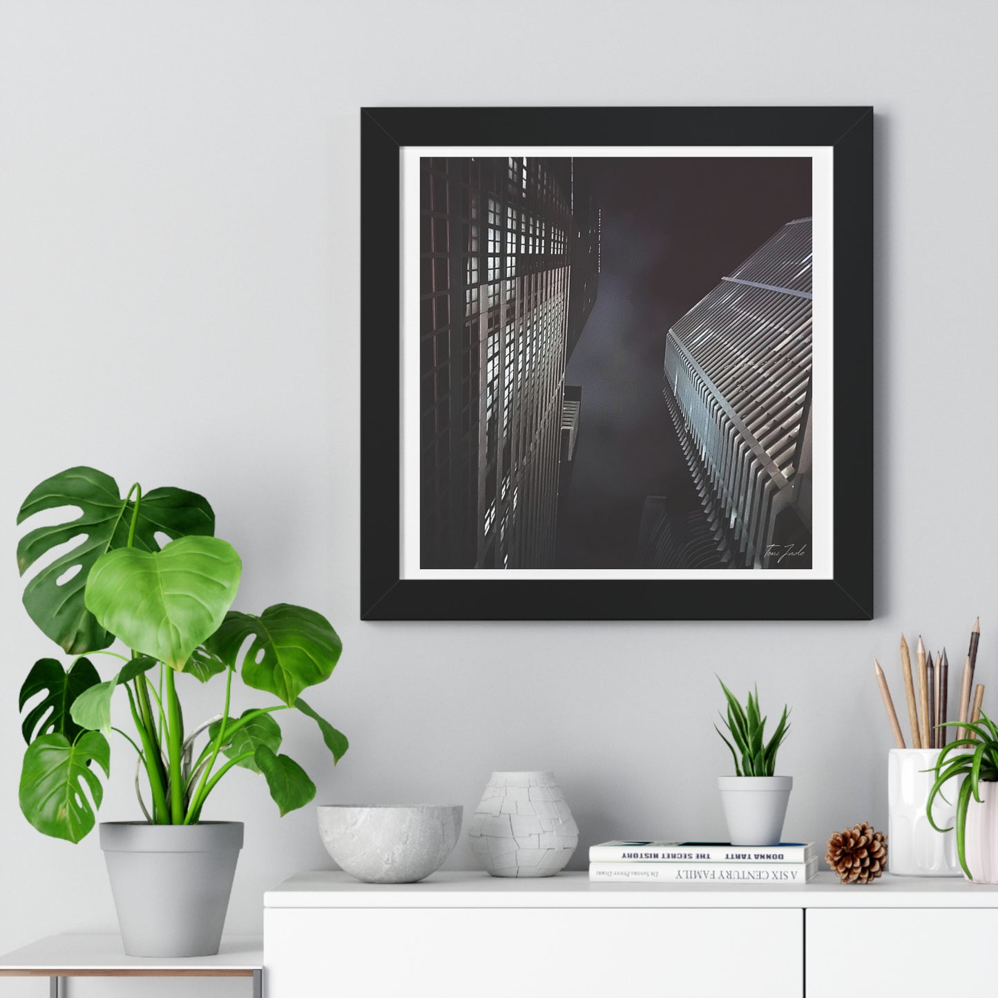 City Night Skies - Framed Vertical Poster