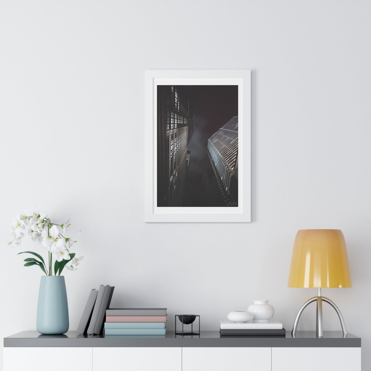 City Night Skies - Framed Vertical Poster
