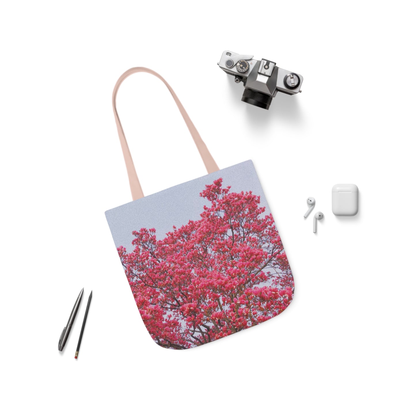 Blooming Pink - Canvas Tote Bag (Ladies), 5-Color Straps
