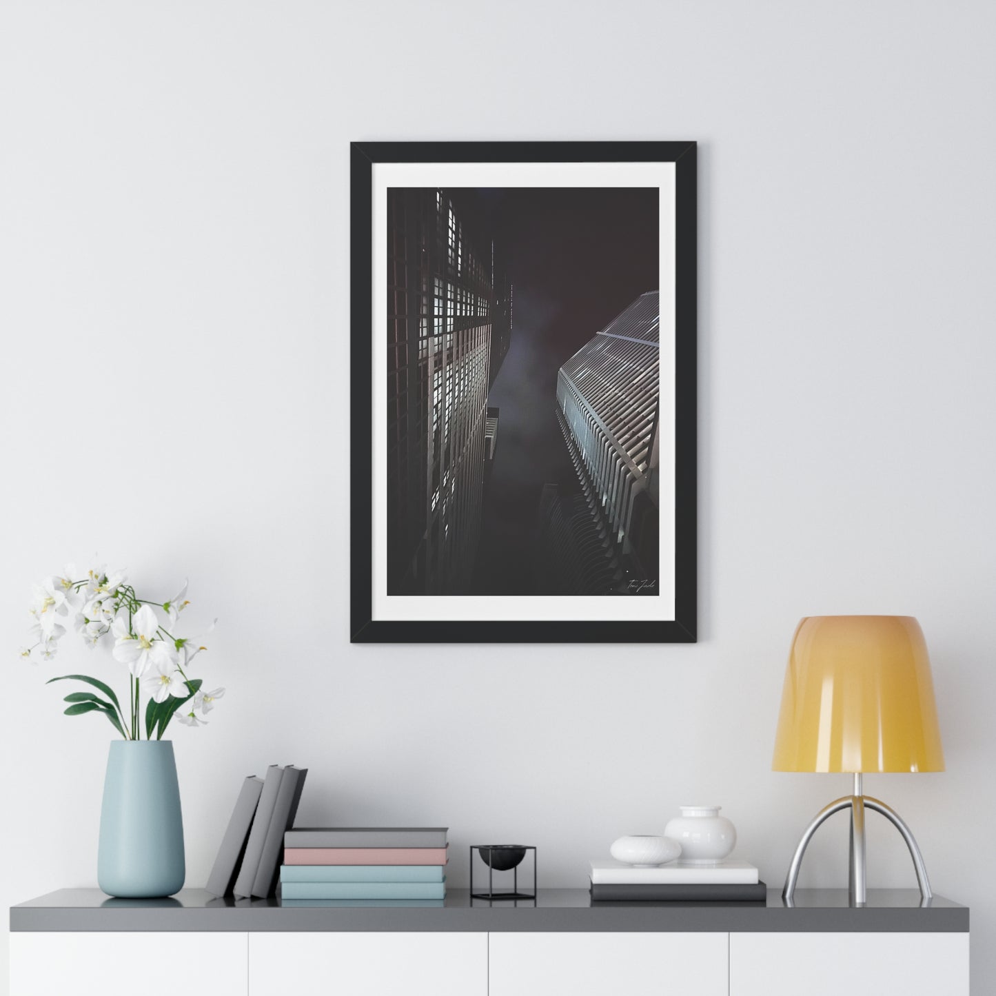 City Night Skies - Framed Vertical Poster
