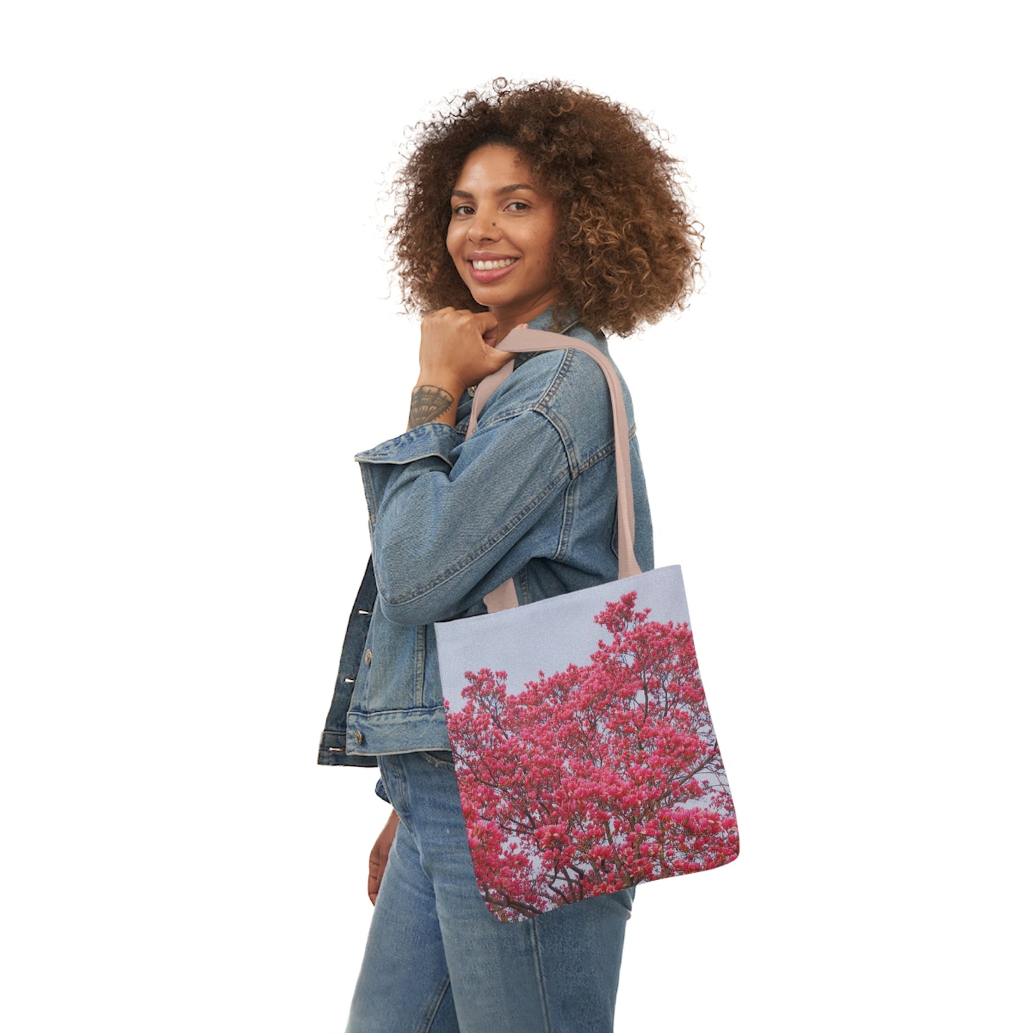 Blooming Pink - Canvas Tote Bag (Ladies), 5-Color Straps