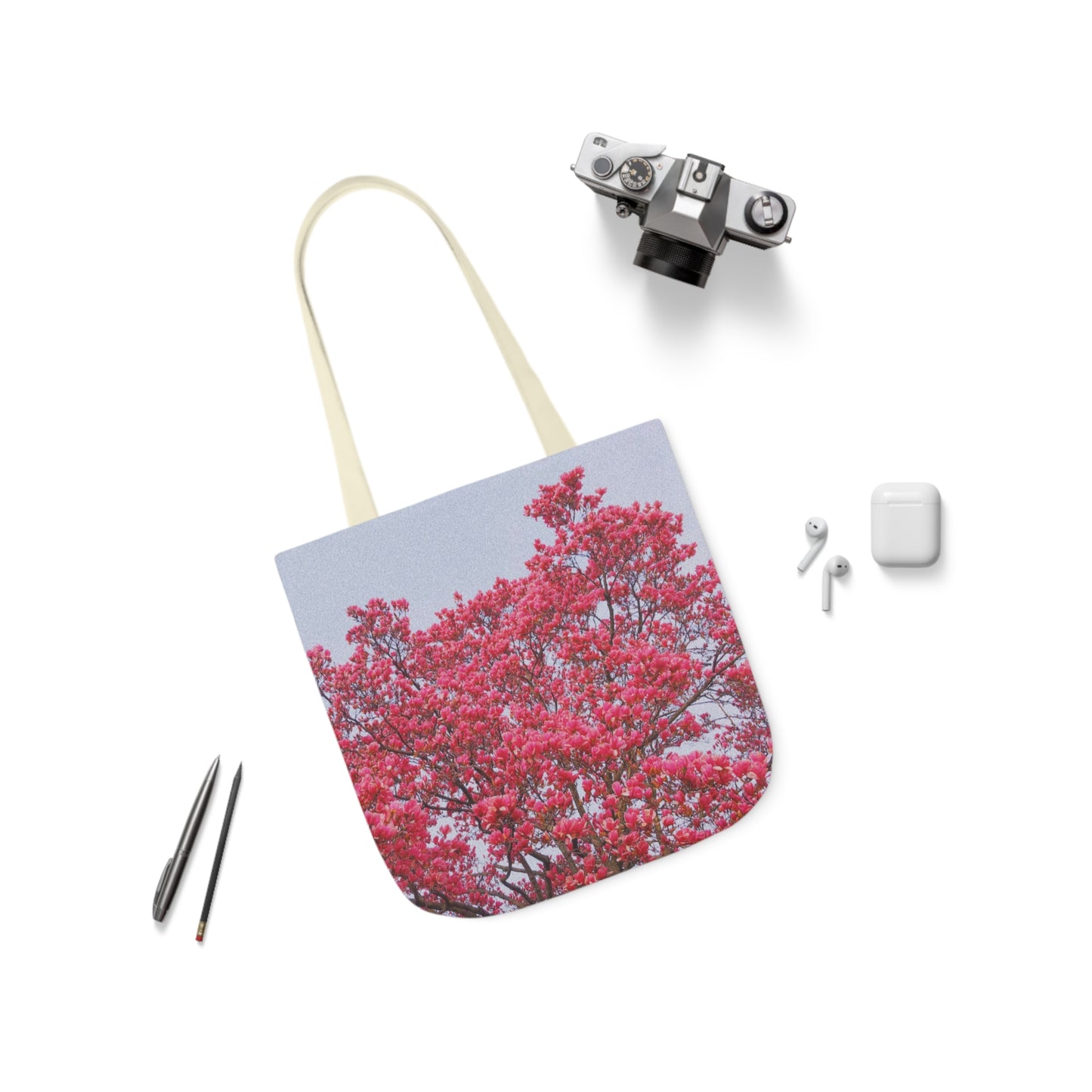 Blooming Pink - Canvas Tote Bag (Ladies), 5-Color Straps