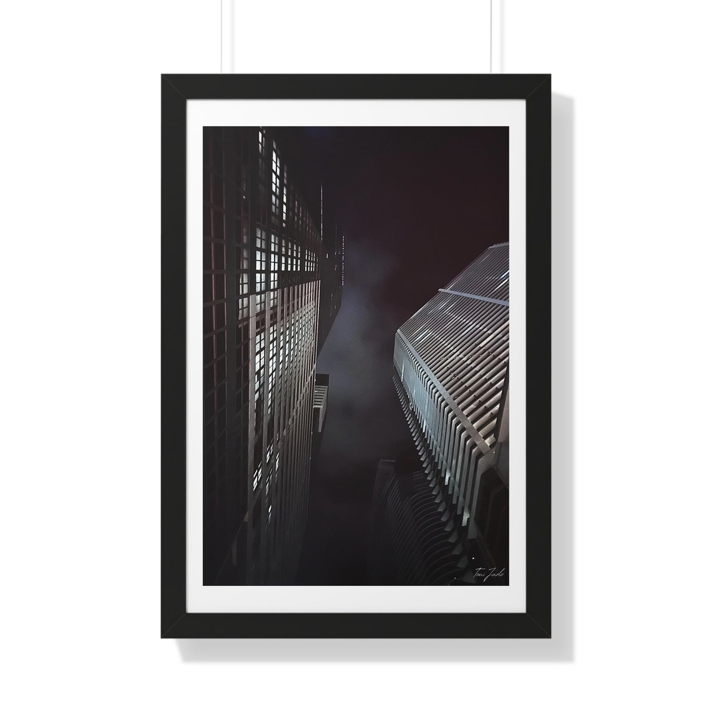 City Night Skies - Framed Vertical Poster