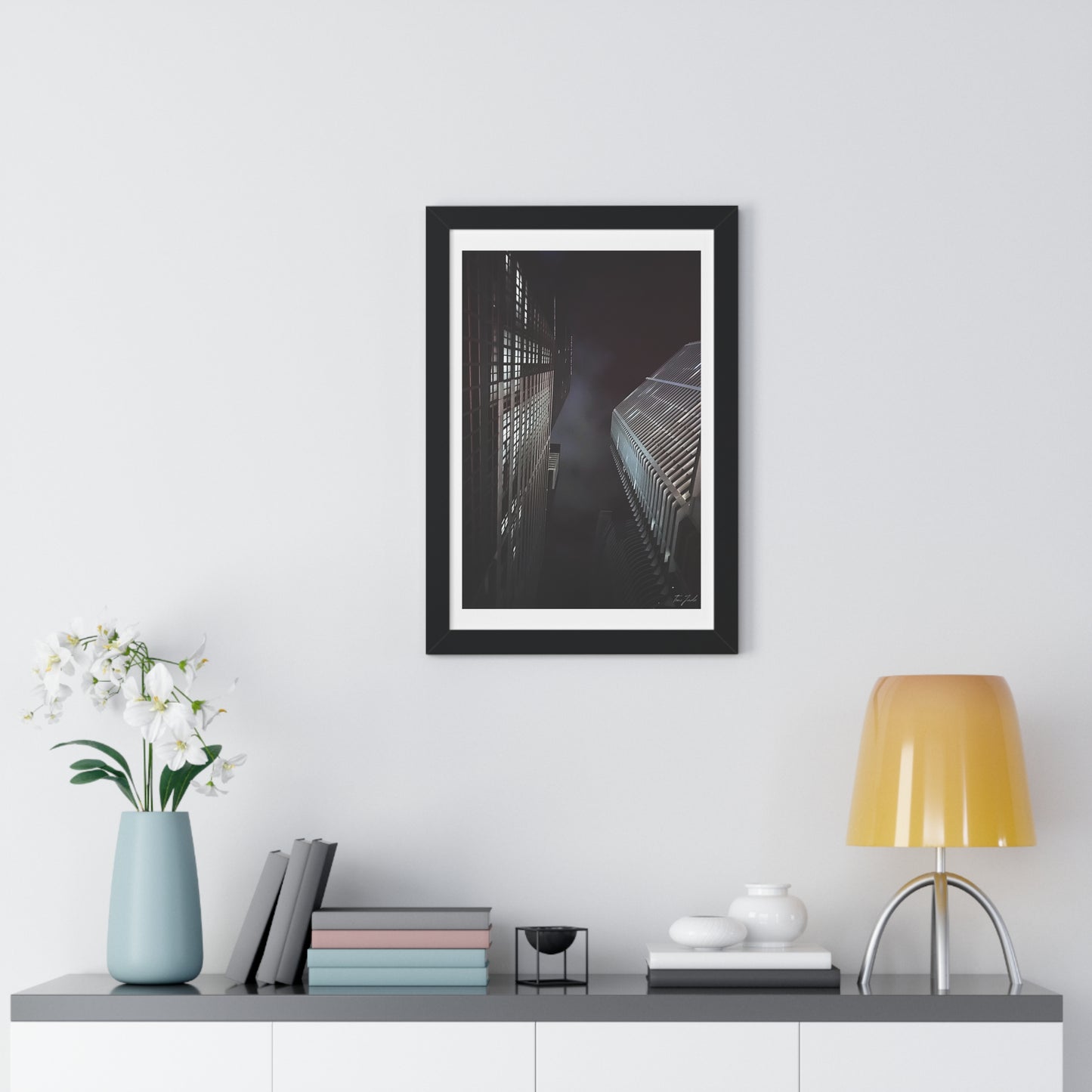City Night Skies - Framed Vertical Poster