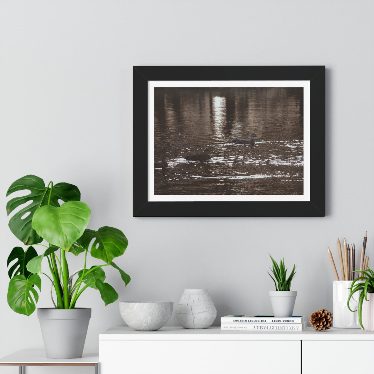 Ducks in a Pond - Framed Horizontal Poster