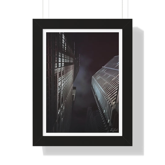 City Night Skies - Framed Vertical Poster