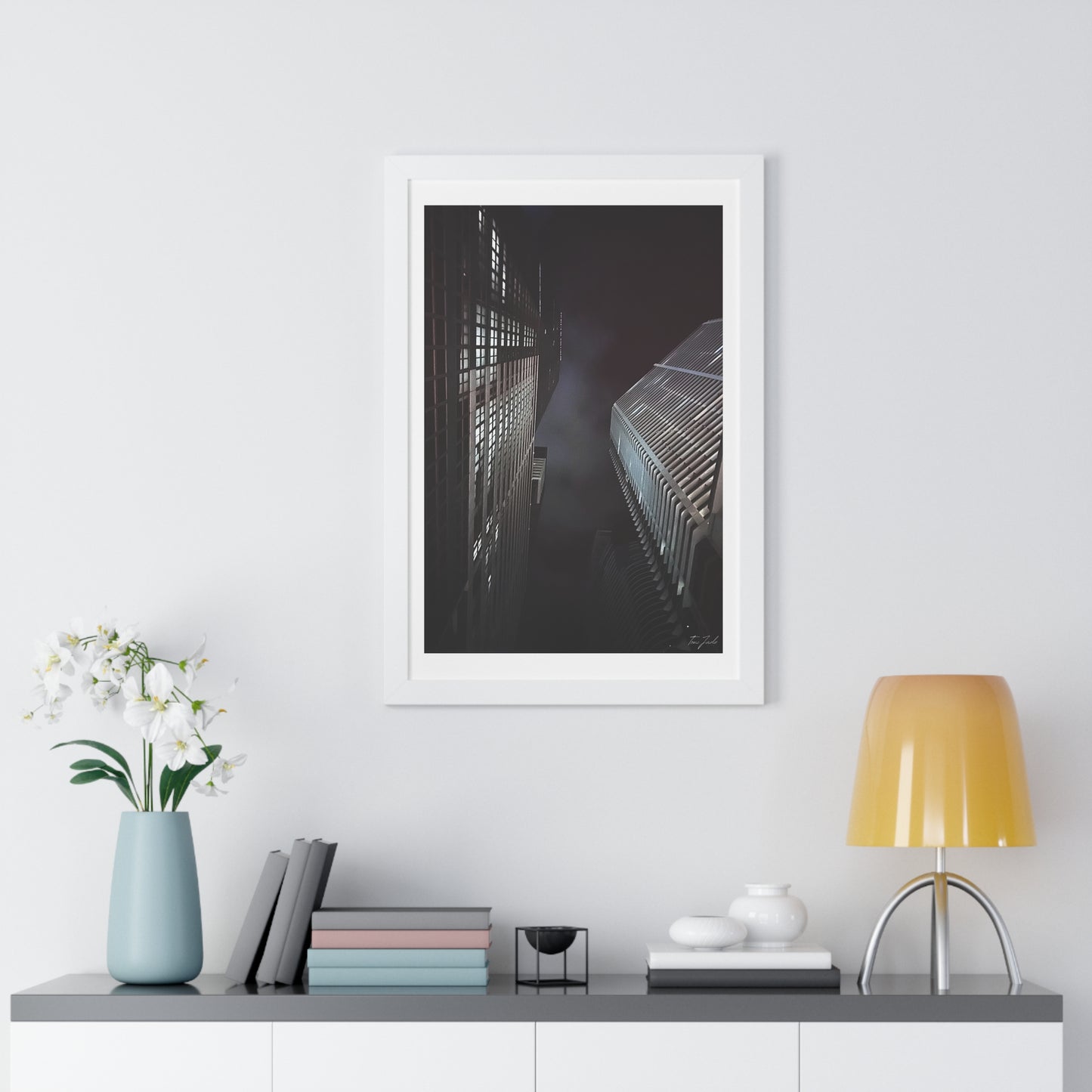 City Night Skies - Framed Vertical Poster