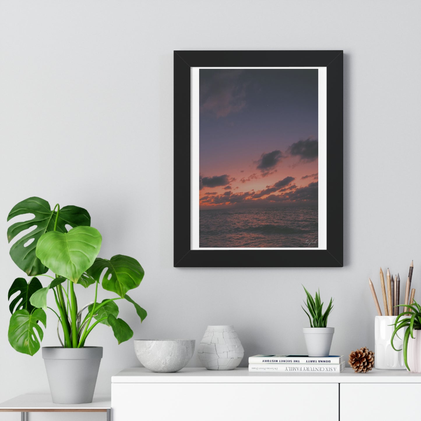 Evening at the Beach - Framed Vertical Poster