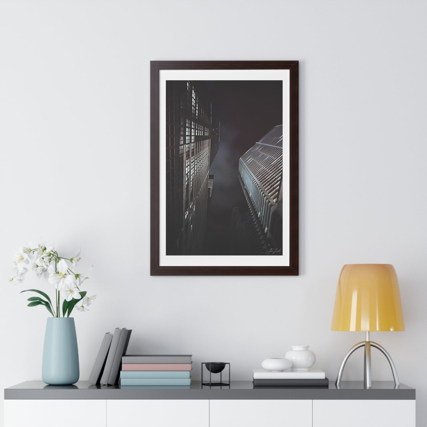 City Night Skies - Framed Vertical Poster