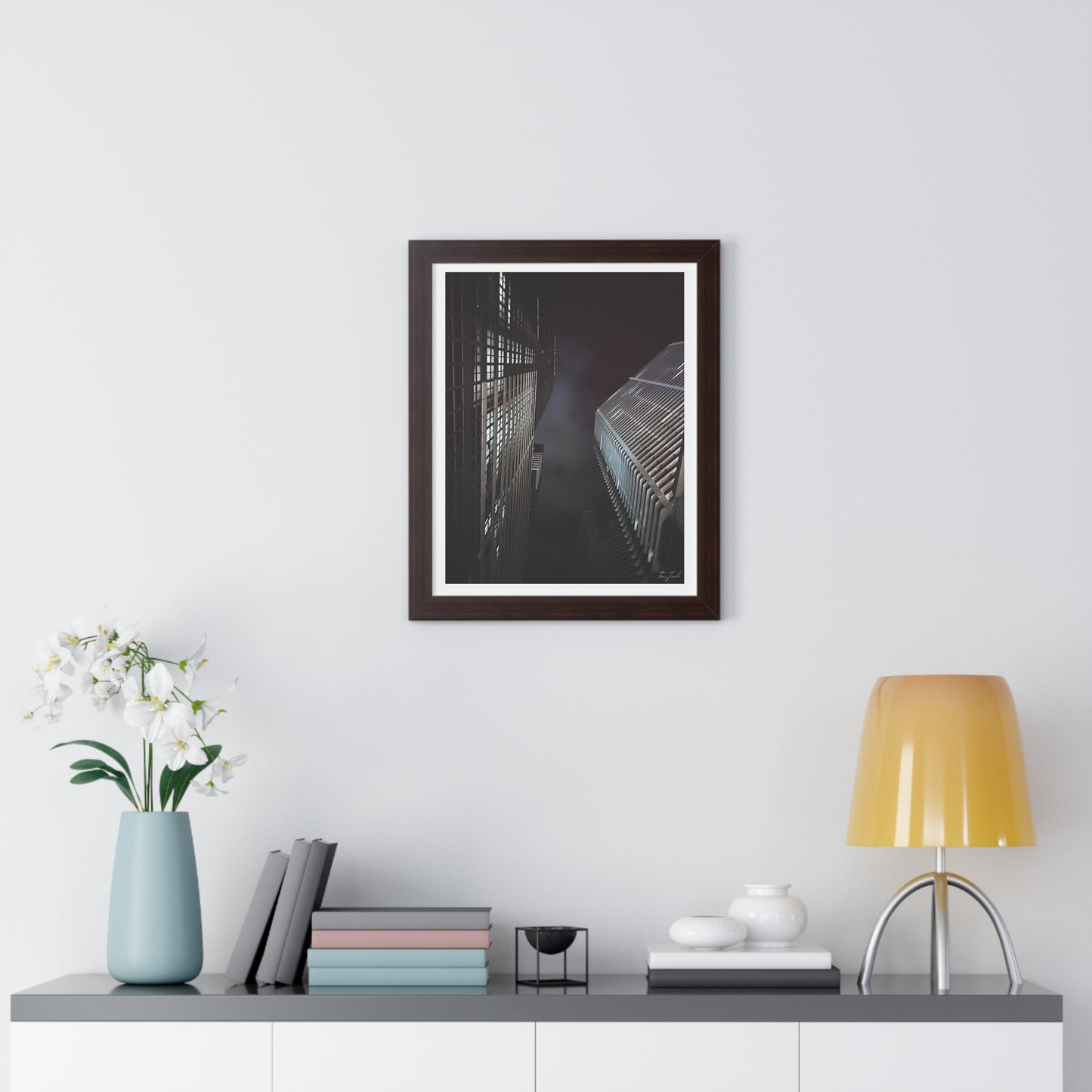 City Night Skies - Framed Vertical Poster