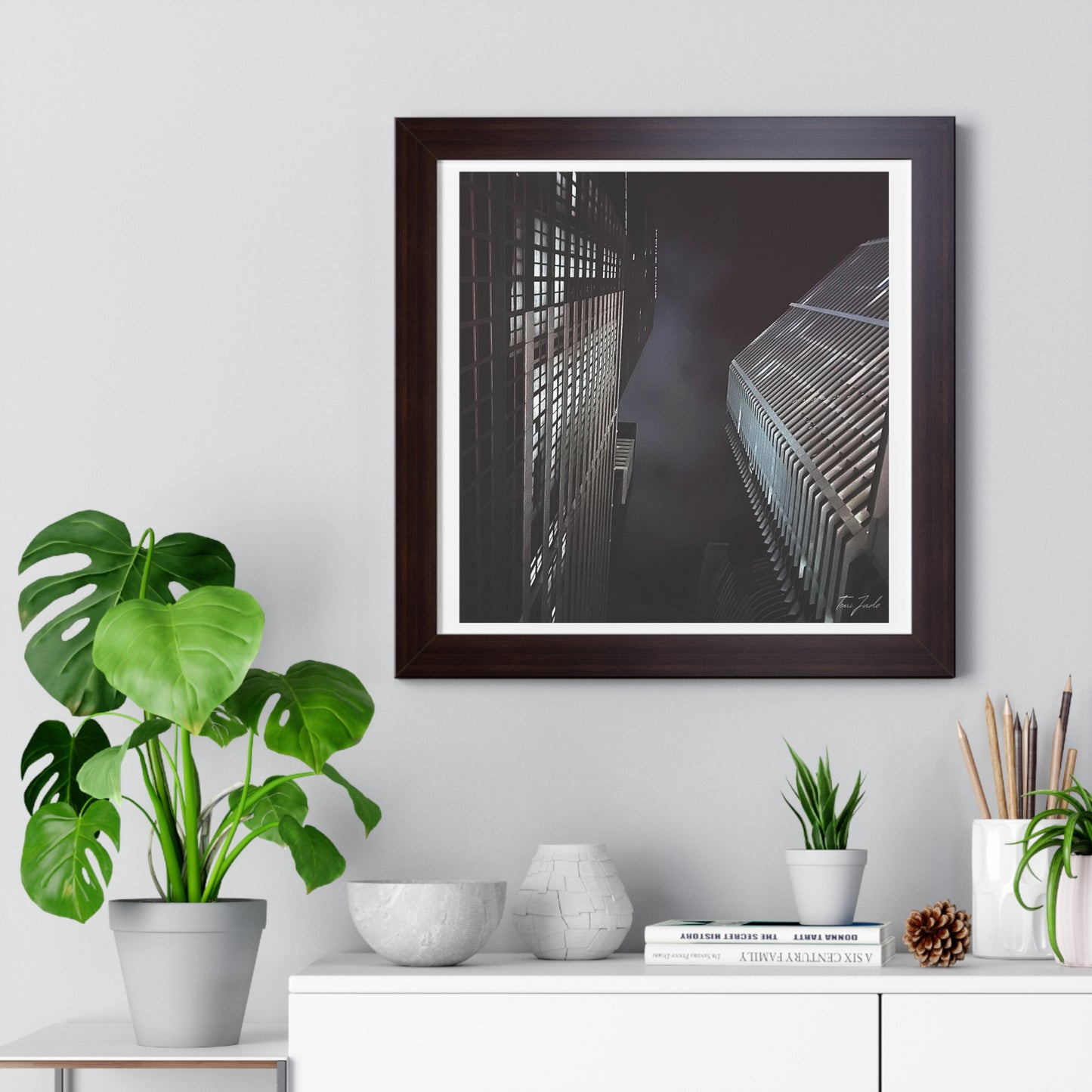 City Night Skies - Framed Vertical Poster