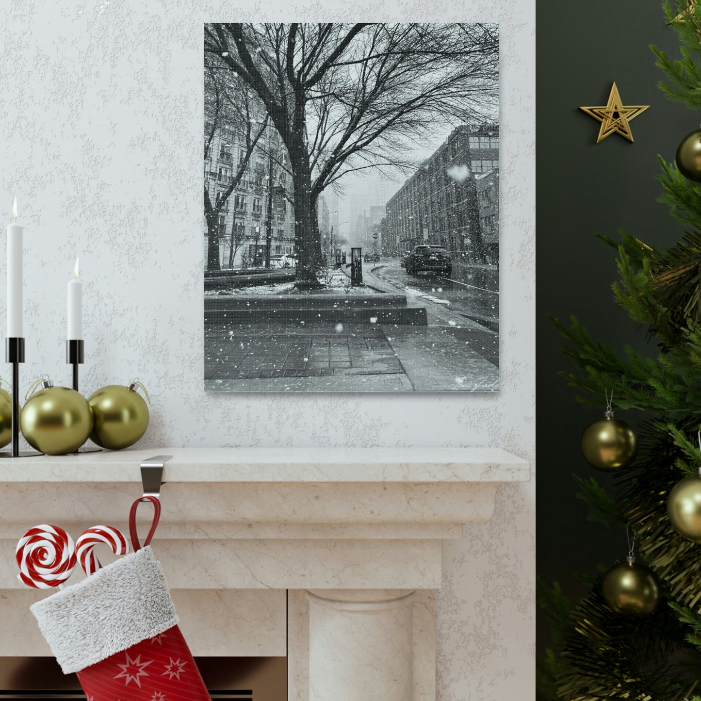 Snowfall Downtown - Canvas Gallery Wraps - TomiJadePhotos