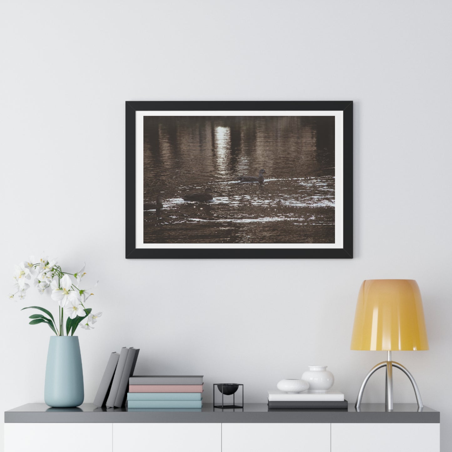 Ducks in a Pond - Framed Horizontal Poster