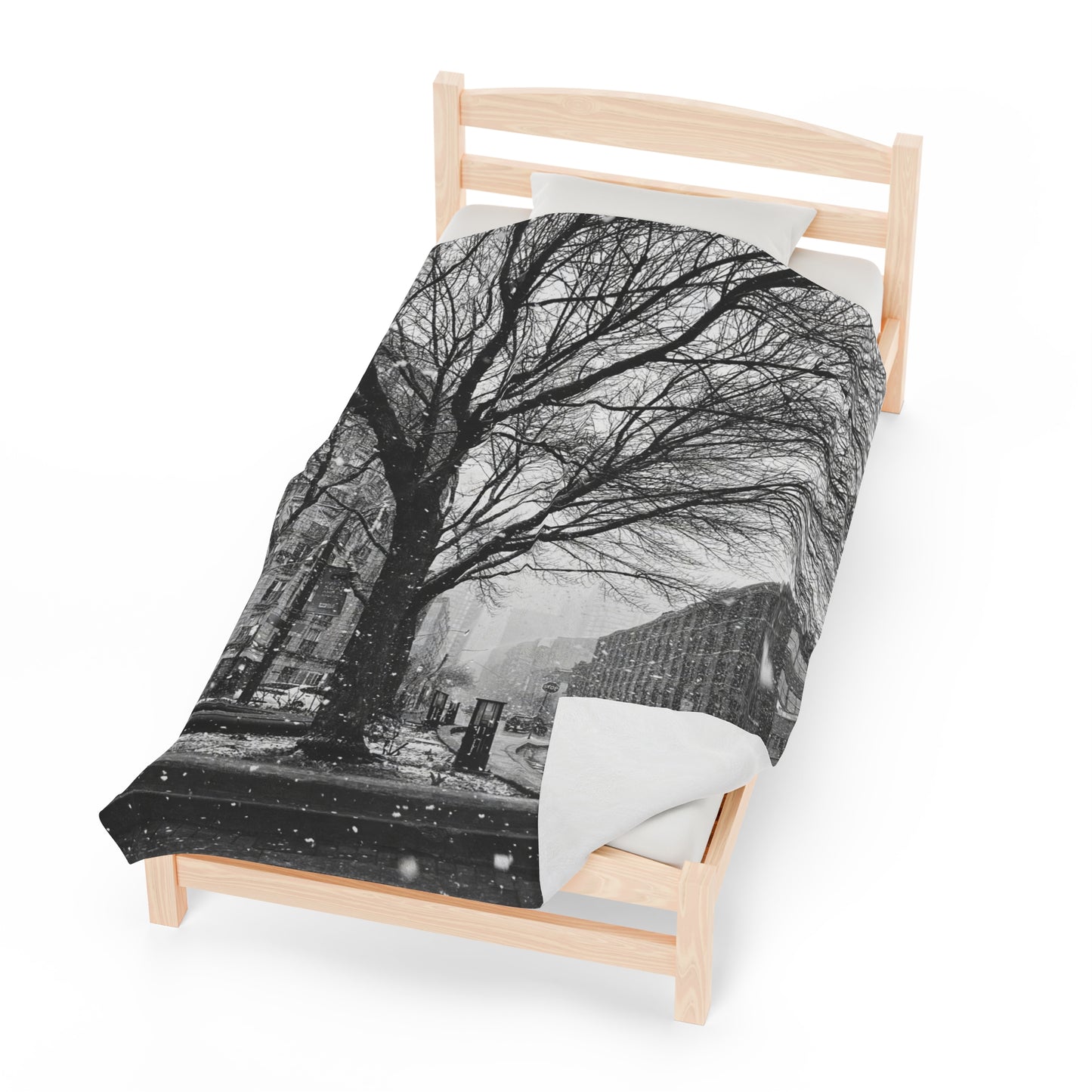 Snowfall Downtown - Velveteen Plush Blanket