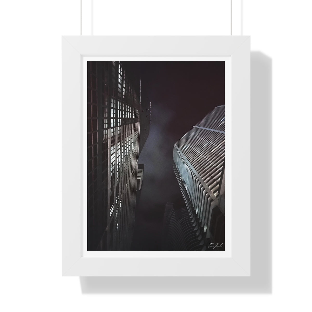 City Night Skies - Framed Vertical Poster