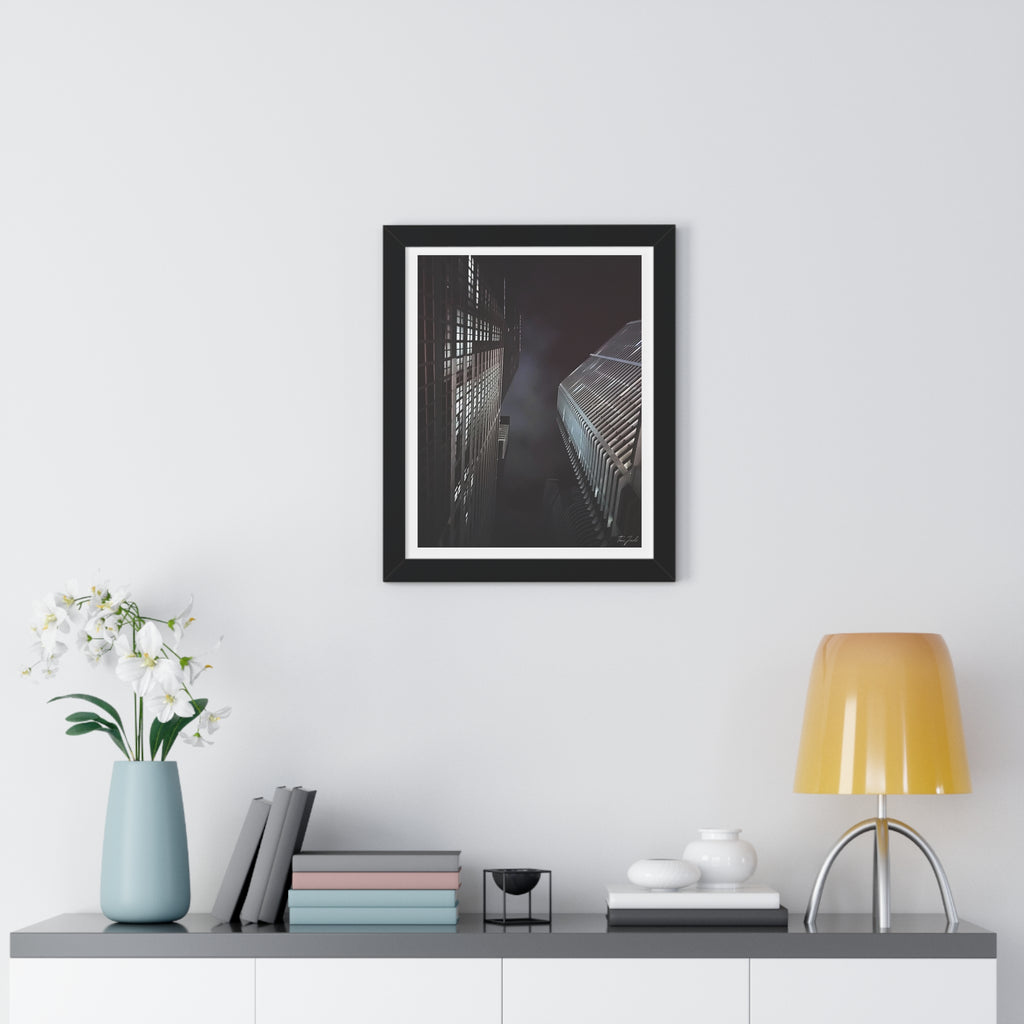 City Night Skies - Framed Vertical Poster