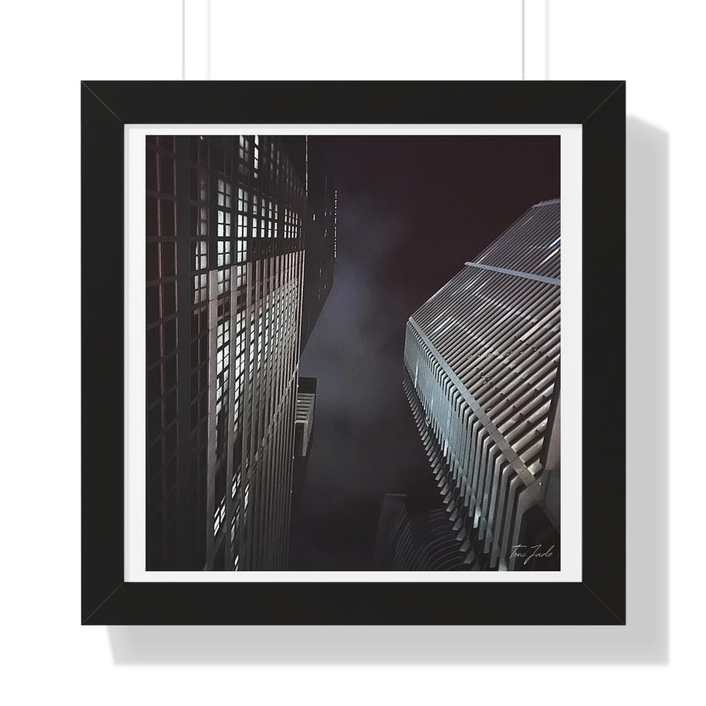 City Night Skies - Framed Vertical Poster