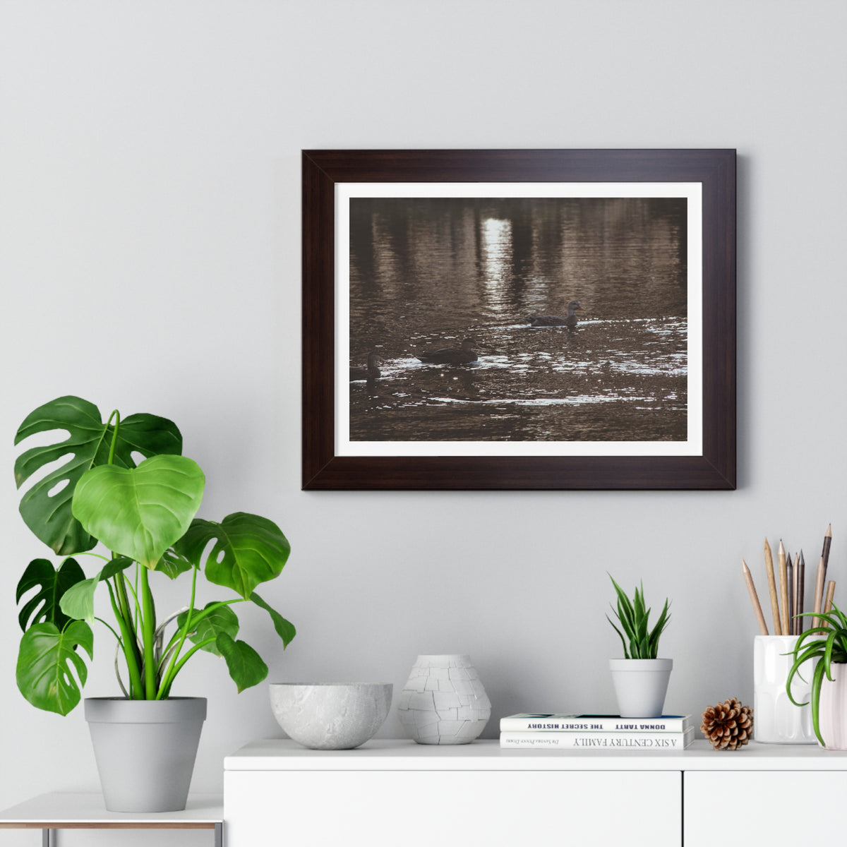 Ducks in a Pond - Framed Horizontal Poster