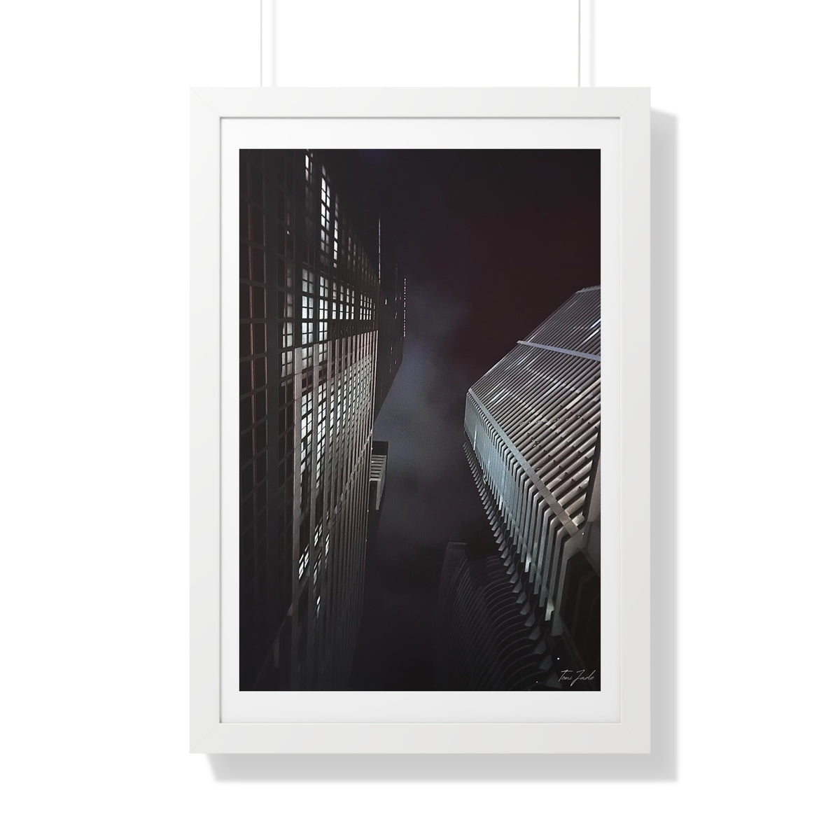 City Night Skies - Framed Vertical Poster