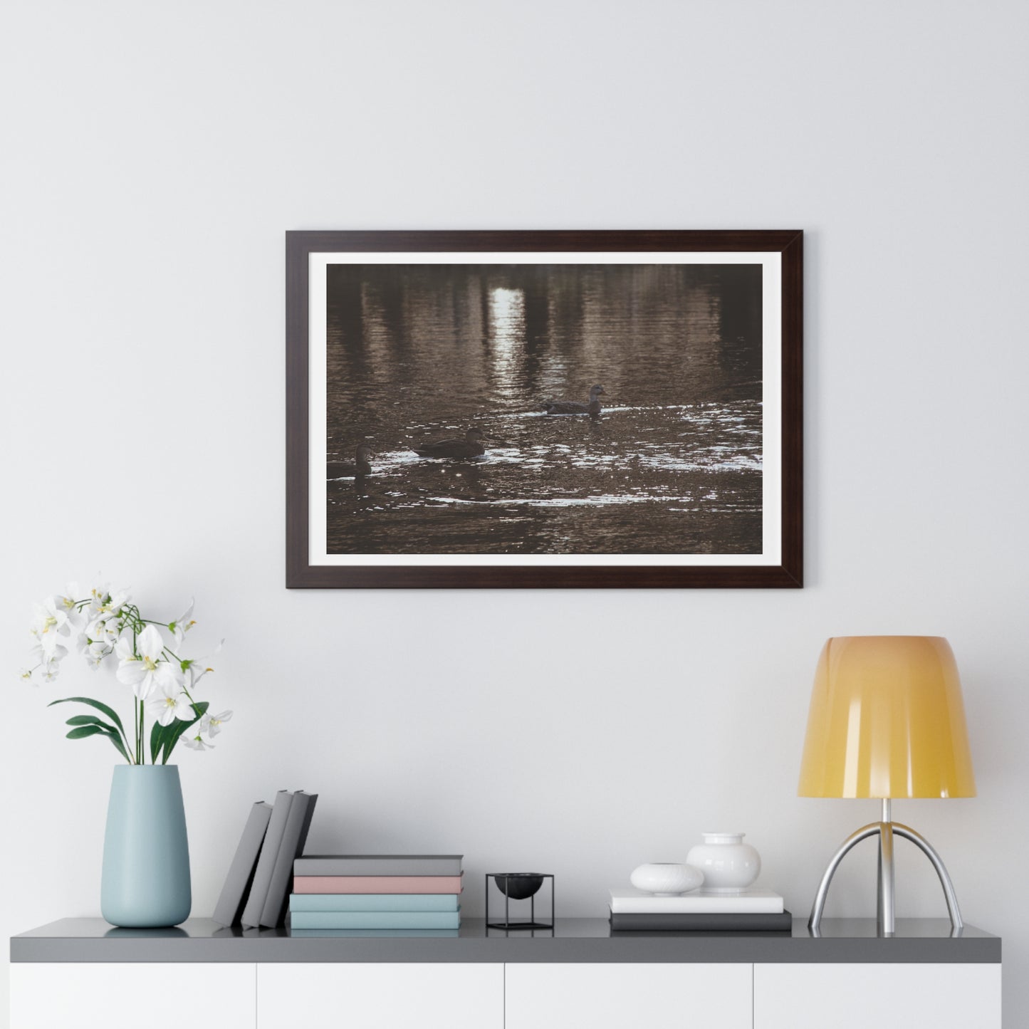 Ducks in a Pond - Framed Horizontal Poster