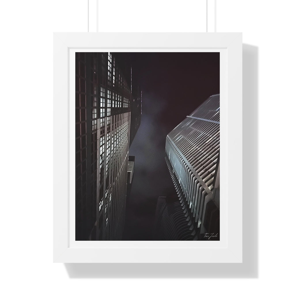 City Night Skies - Framed Vertical Poster