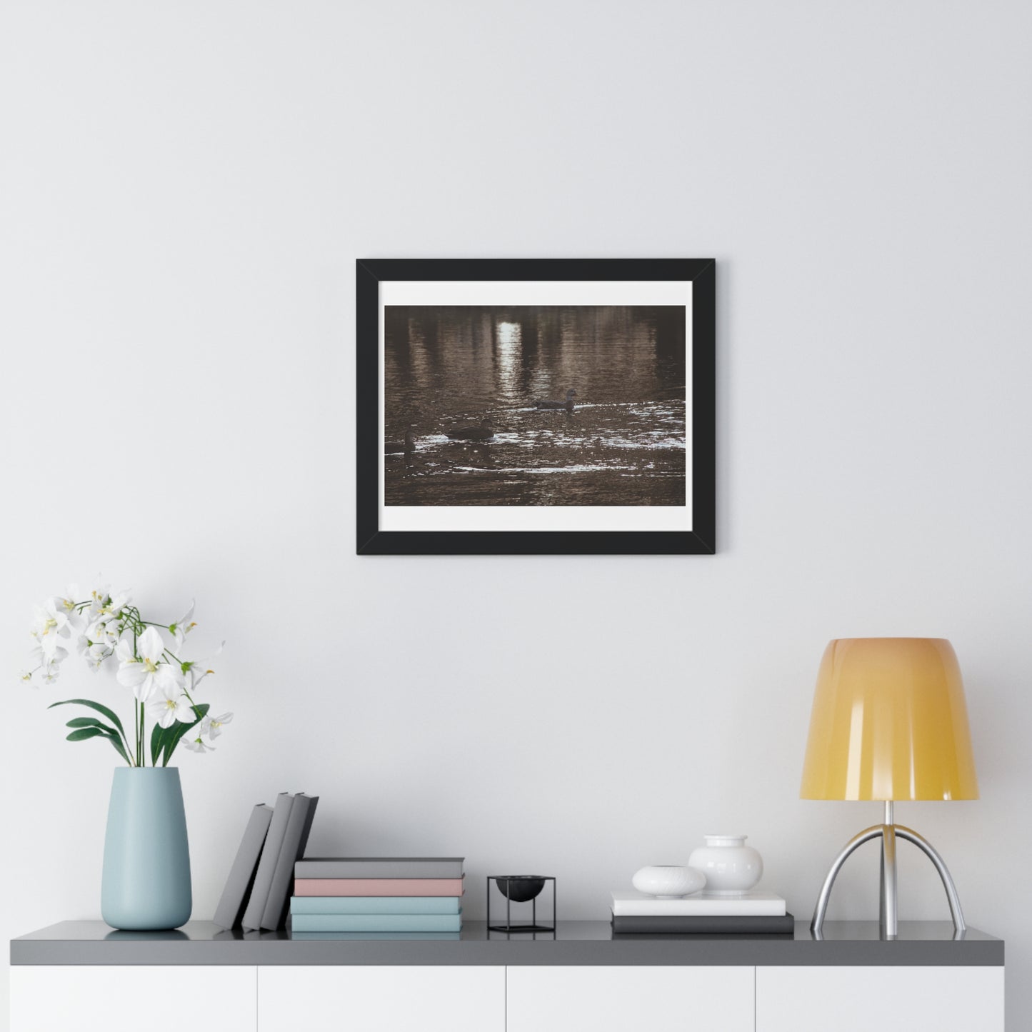 Ducks in a Pond - Framed Horizontal Poster