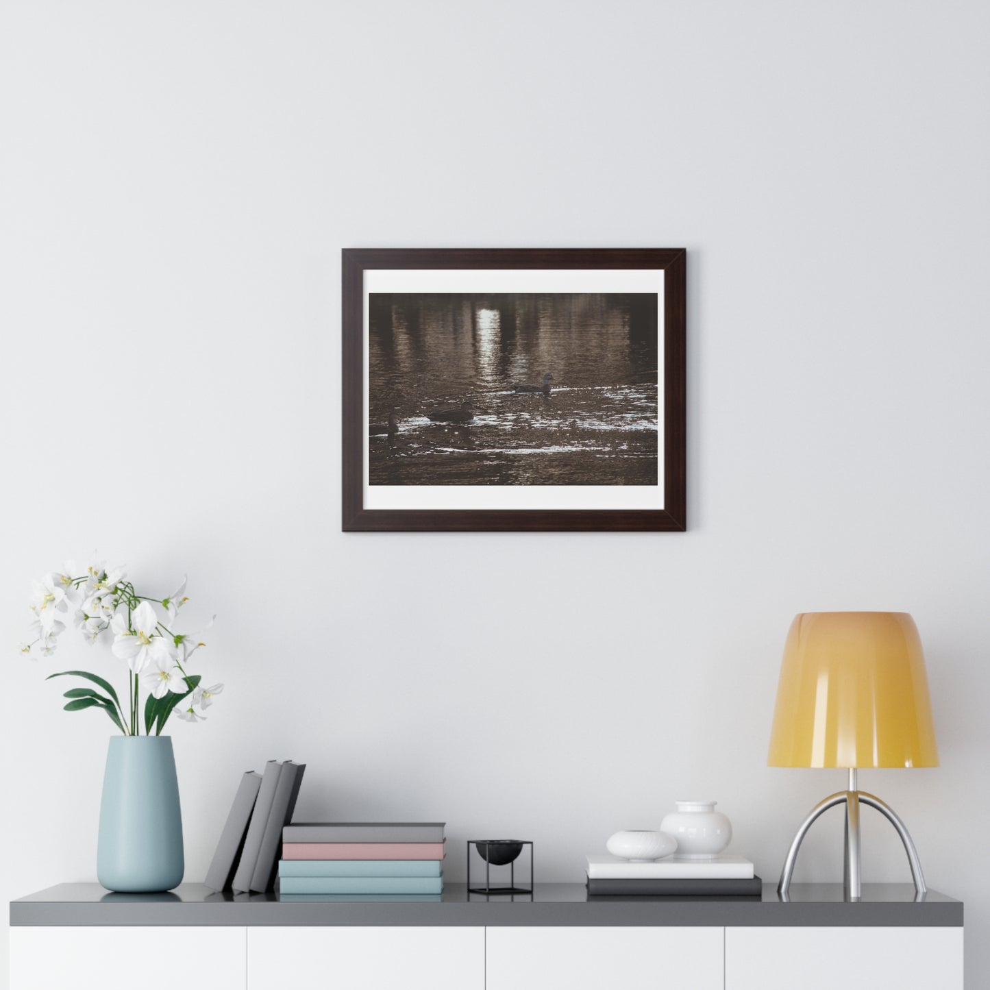 Ducks in a Pond - Framed Horizontal Poster