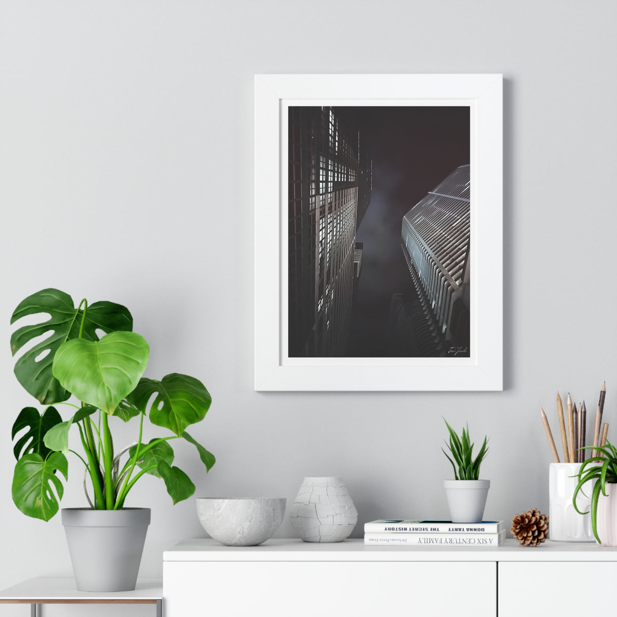 City Night Skies - Framed Vertical Poster