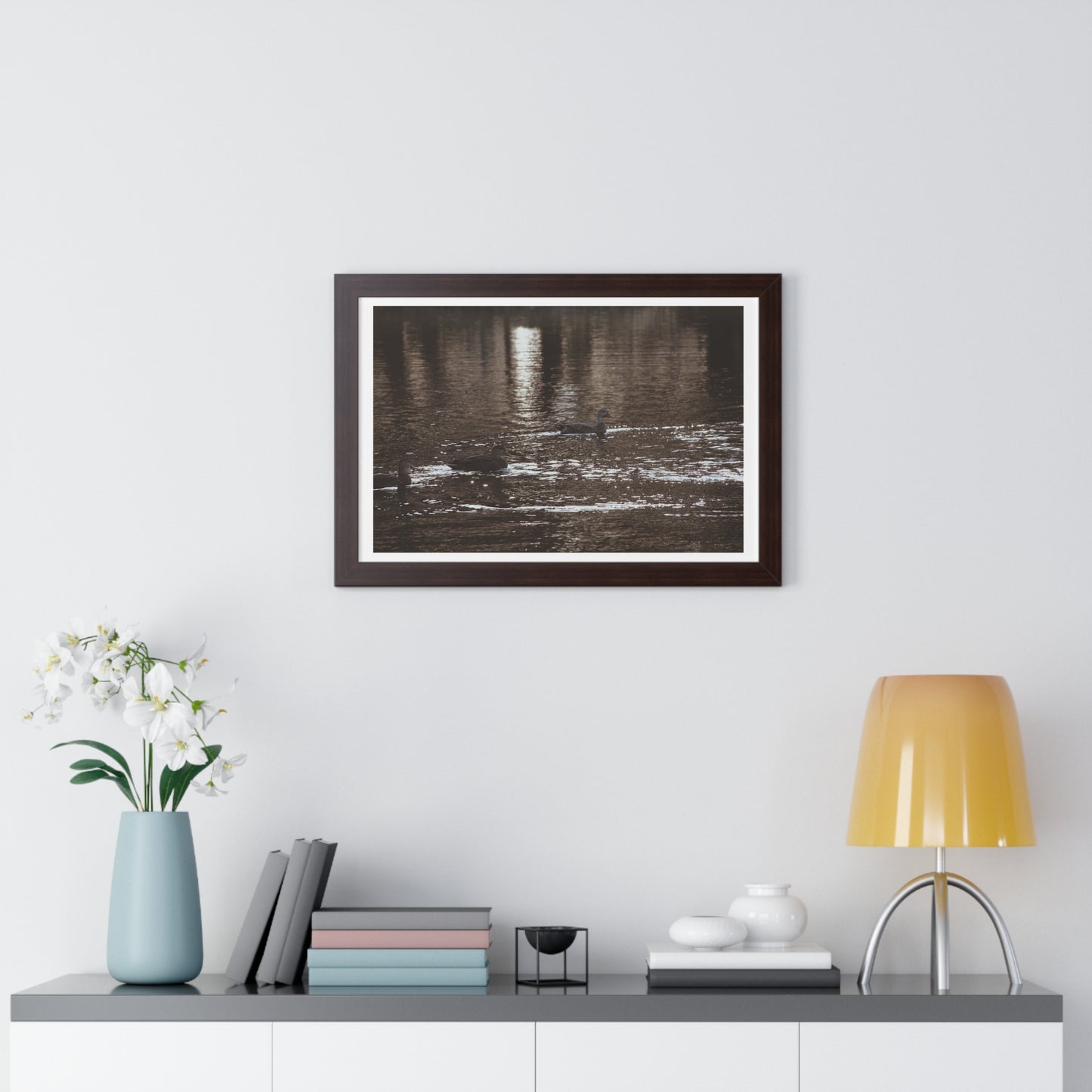 Ducks in a Pond - Framed Horizontal Poster