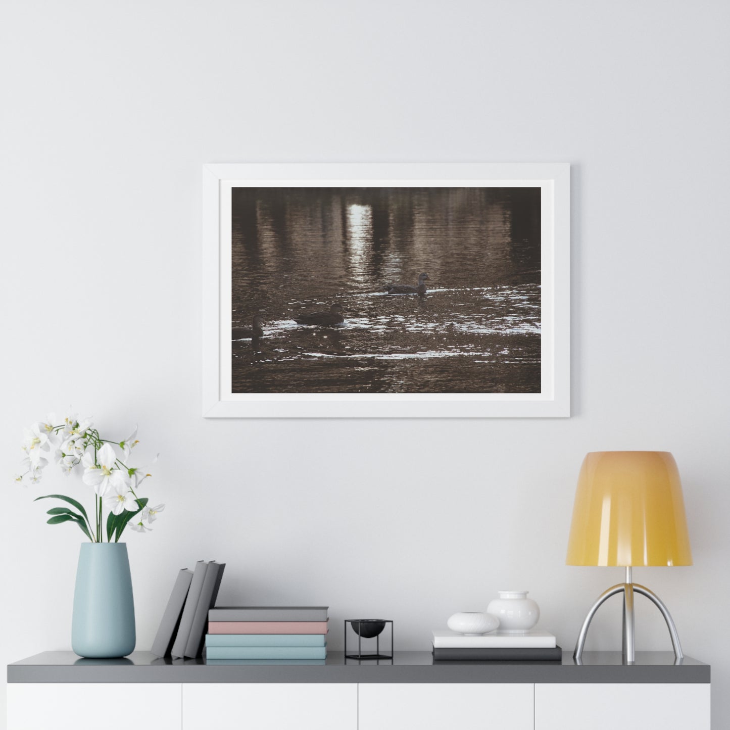 Ducks in a Pond - Framed Horizontal Poster