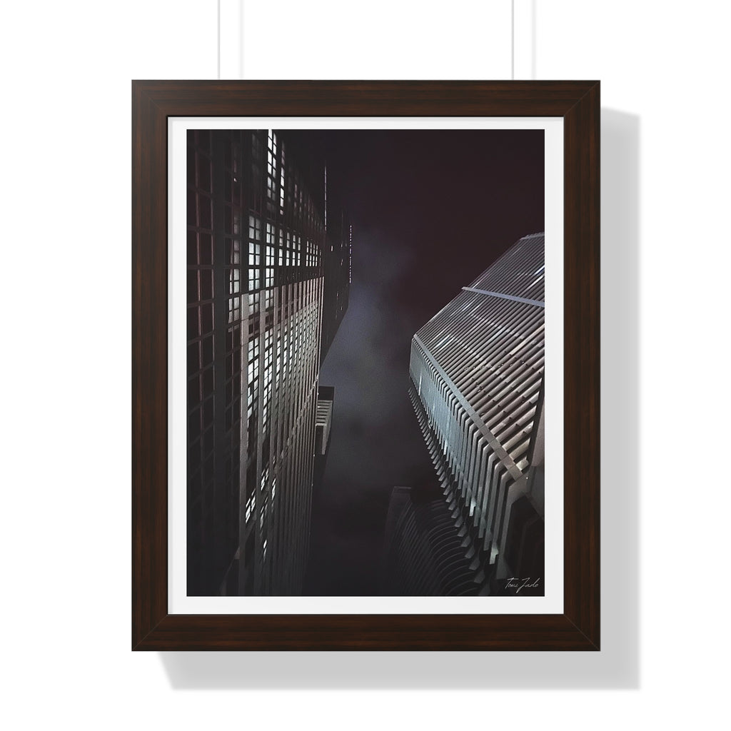 City Night Skies - Framed Vertical Poster