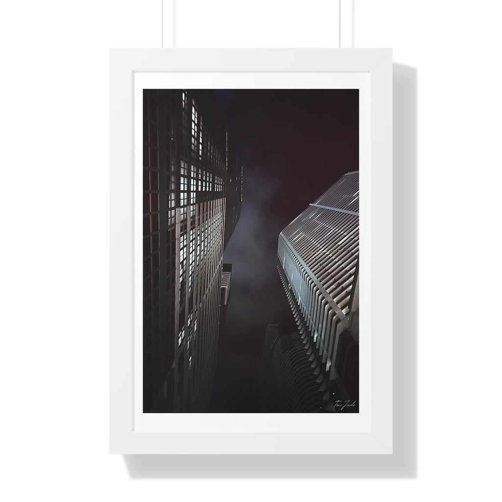 City Night Skies - Framed Vertical Poster