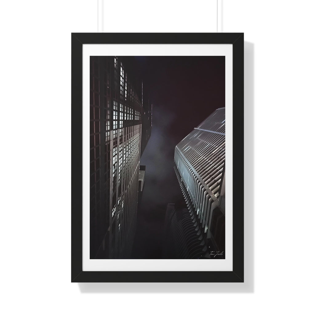 City Night Skies - Framed Vertical Poster