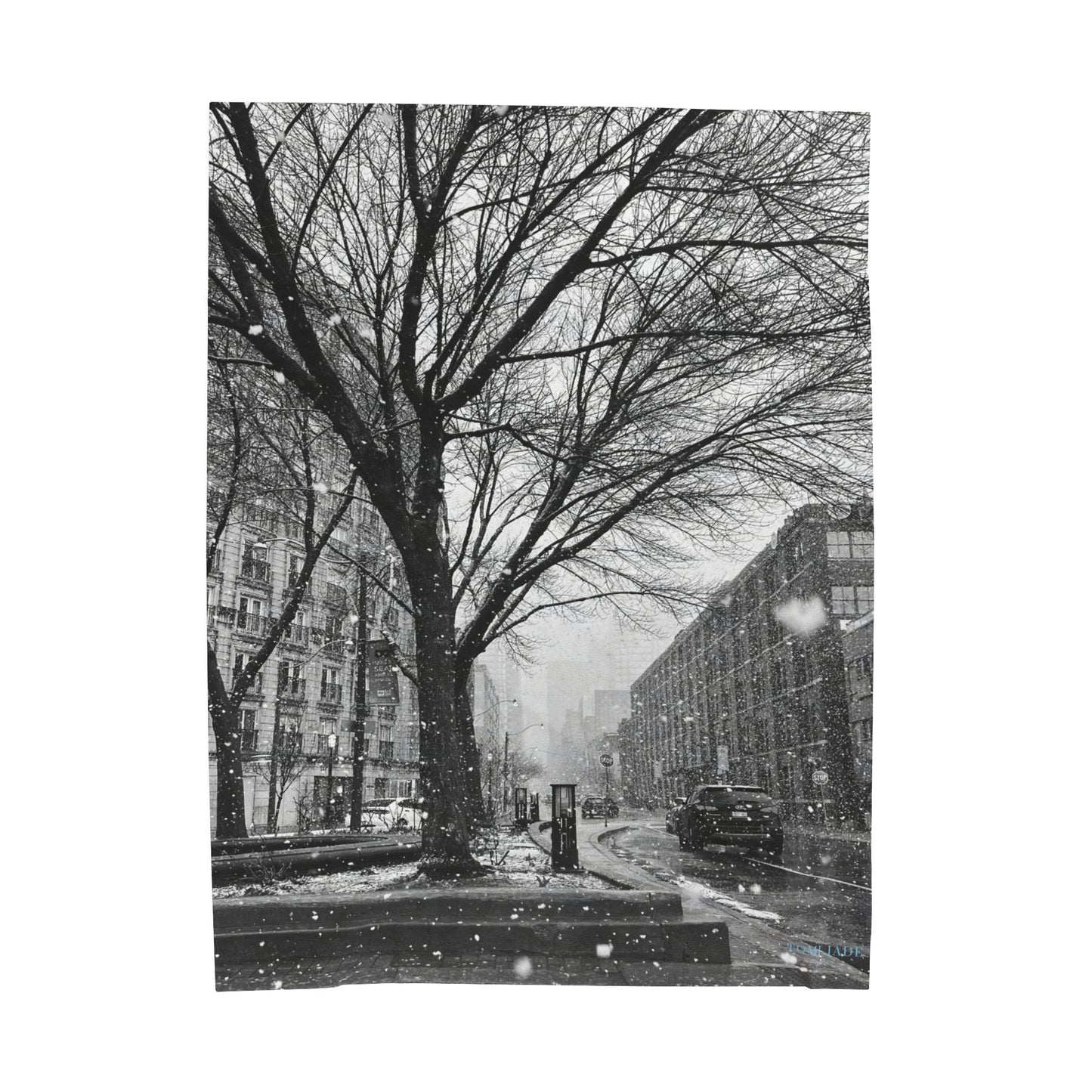 Snowfall Downtown - Velveteen Plush Blanket