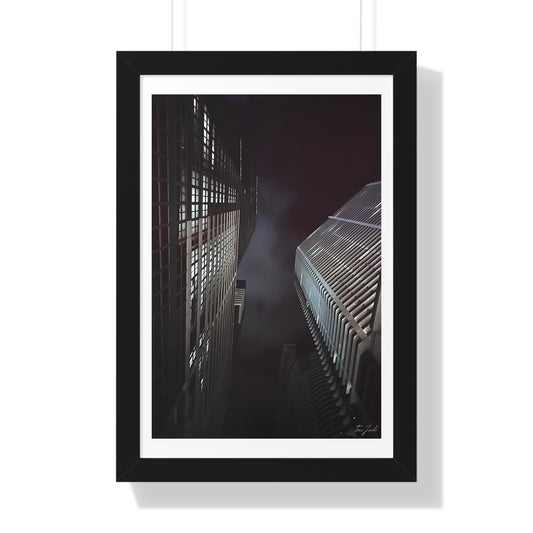 City Night Skies - Framed Vertical Poster