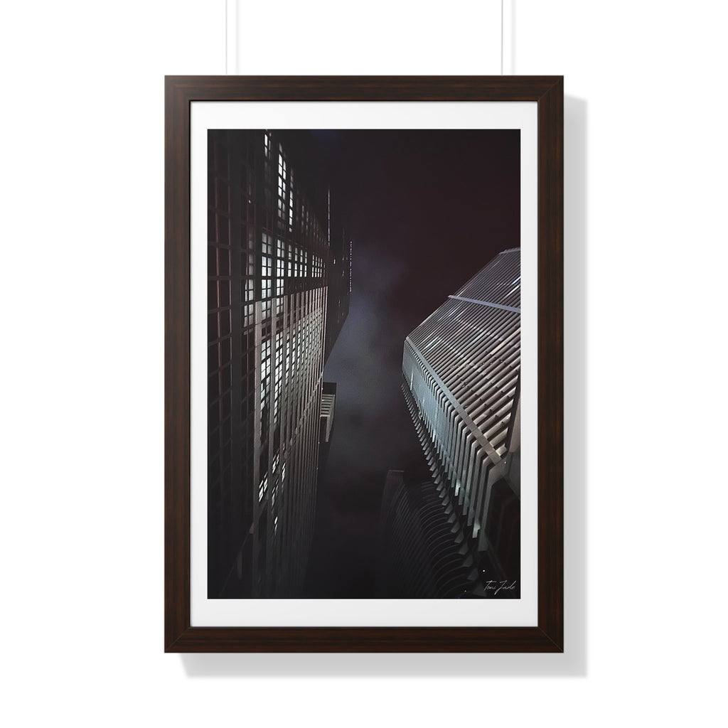 City Night Skies - Framed Vertical Poster