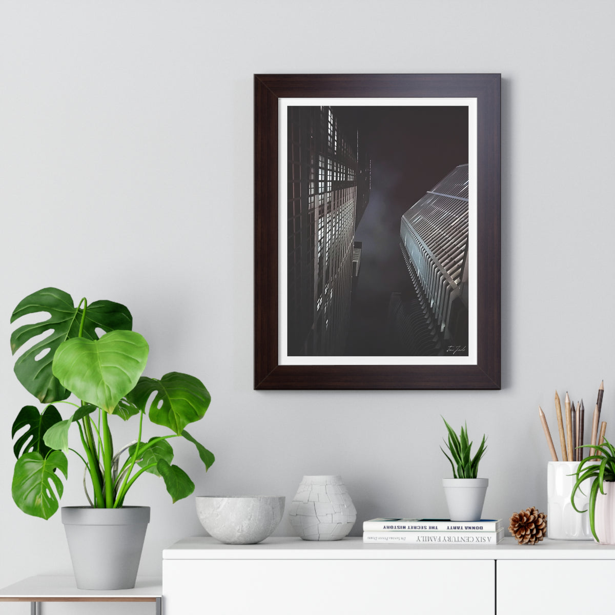 City Night Skies - Framed Vertical Poster