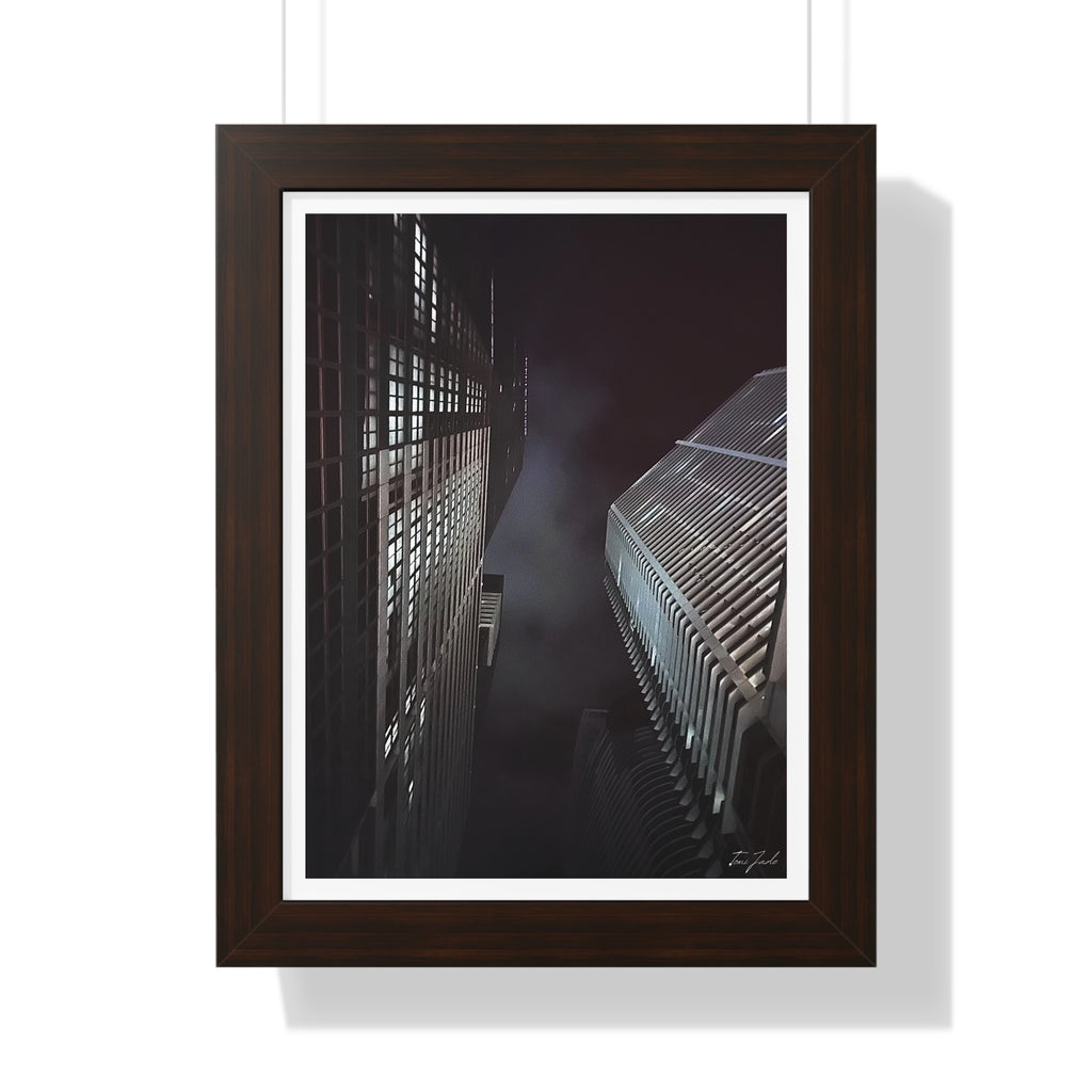 City Night Skies - Framed Vertical Poster
