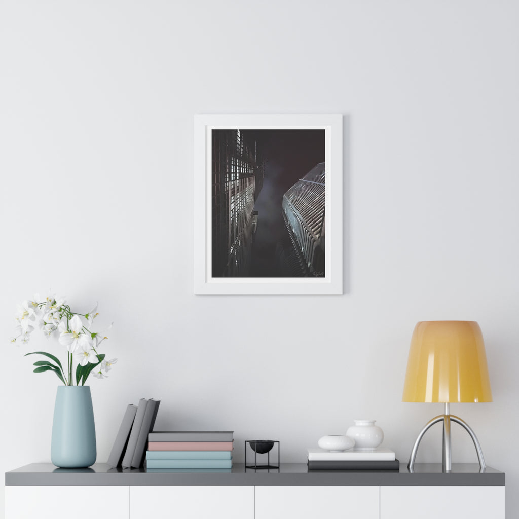 City Night Skies - Framed Vertical Poster