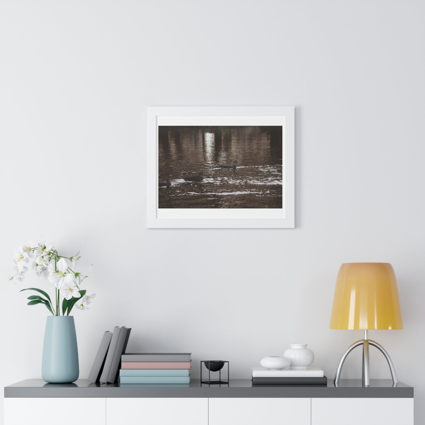 Ducks in a Pond - Framed Horizontal Poster