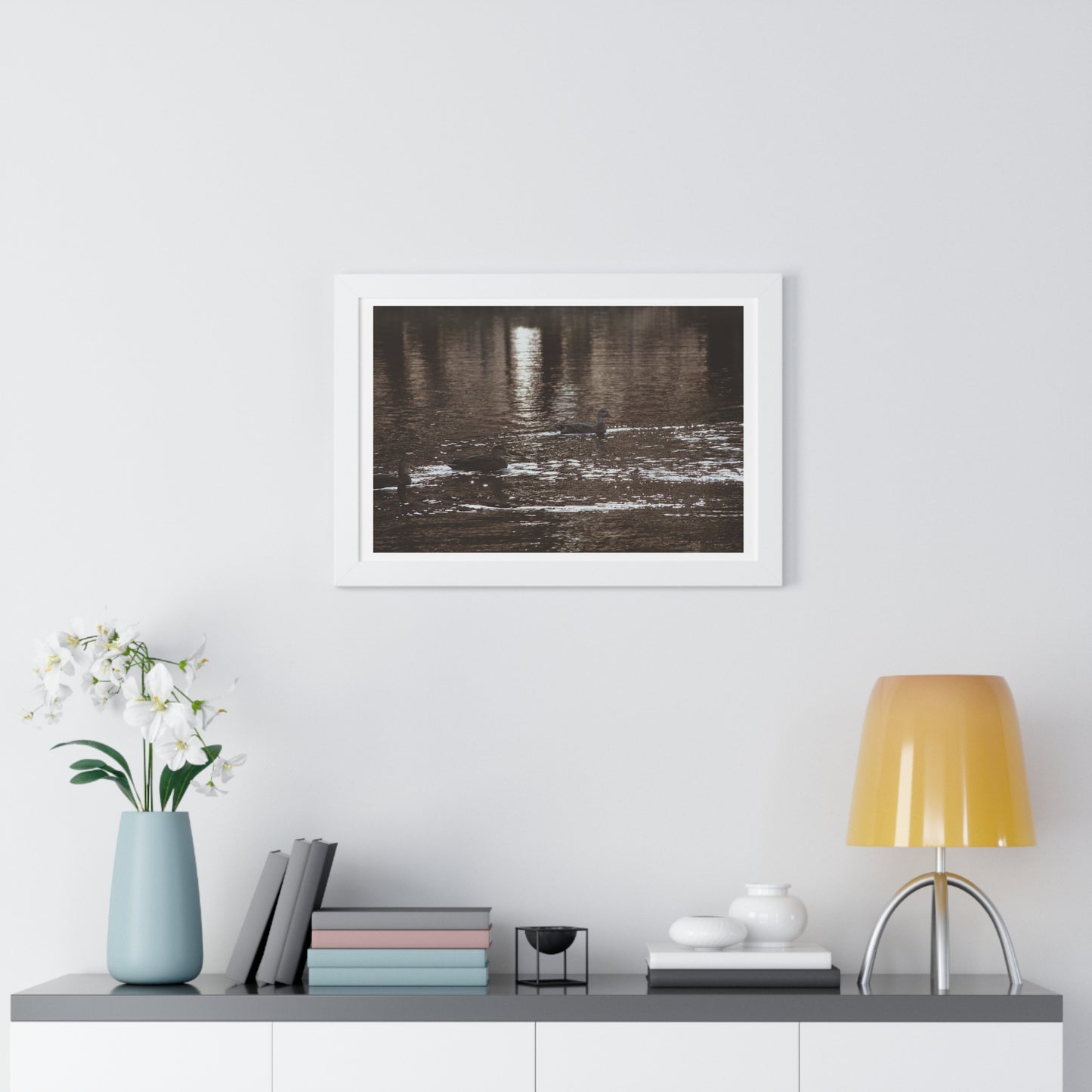 Ducks in a Pond - Framed Horizontal Poster