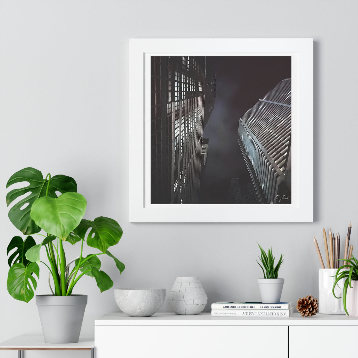 City Night Skies - Framed Vertical Poster