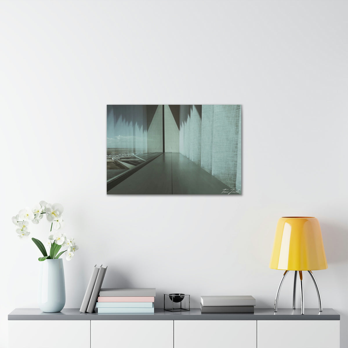 Balance of Symmetry - Canvas Gallery Wraps - TomiJadePhotos. Our minimalist wall art has a faded green and grey color scheme, and features a symmetrical design that is very pleasing to the eye. It's a great way to add a modern touch to your space. The photo is taken in Denver, Colorado.
