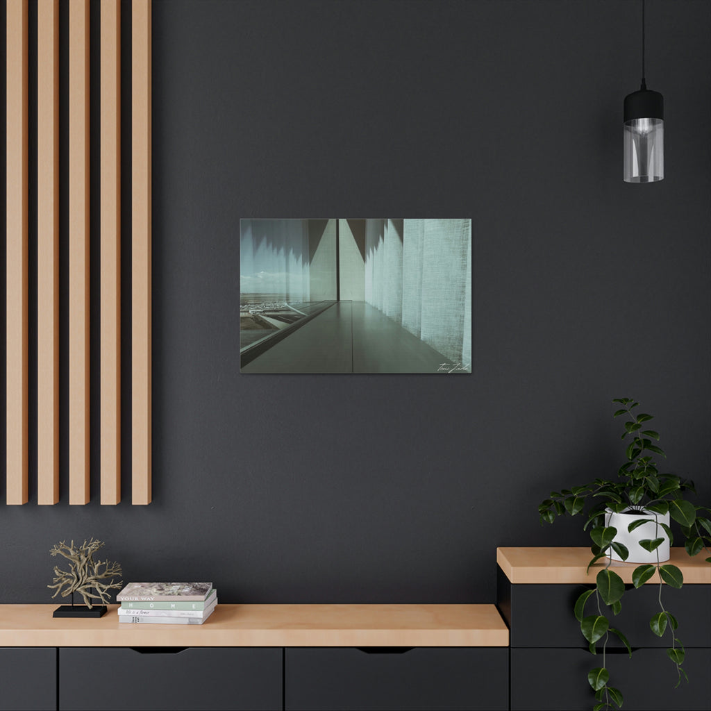 Balance of Symmetry - Canvas Gallery Wraps - TomiJadePhotos. Our minimalist wall art has a faded green and grey color scheme, and features a symmetrical design that is very pleasing to the eye. It's a great way to add a modern touch to your space. The photo is taken in Denver, Colorado.